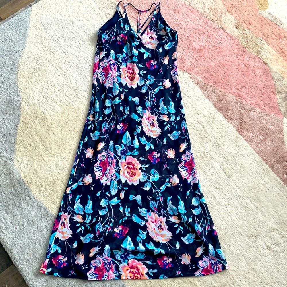Navy floral maxi dress
